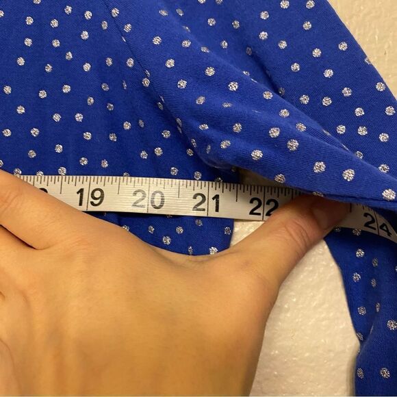 Charter Club Glitter Dot blue long sleeve crew neck Top blouse pima cotton XL - Picture 5 of 6